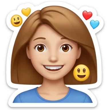 happy emojis, light brown hair  sticker