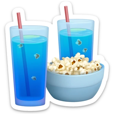 blue drinks and popcorn sticker