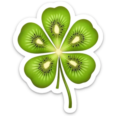 a four-leaf clover with a kiwi fruit sticker