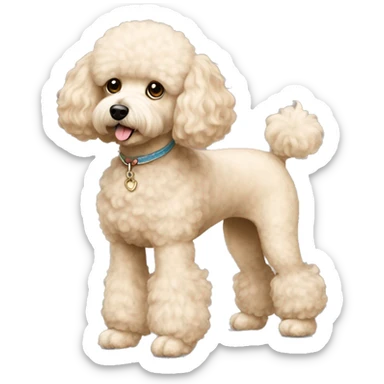 Poodle Bichon mix tan color full body  sticker