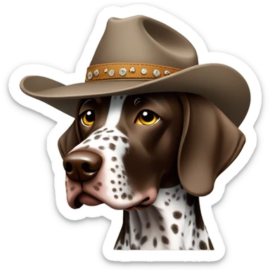 German shorthair pointer wear a cowboy hat sticker