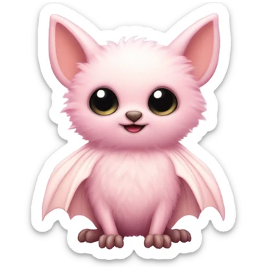 light pink fluffy bat sticker