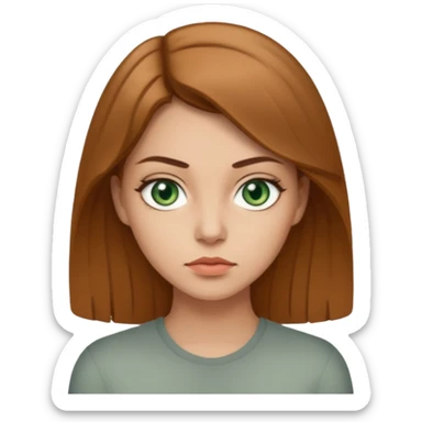 Девушка, светлая шатенка с длинами волосами, лет 25 с серо зелёными глазами по темнее с более серьезным лицом  sticker