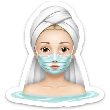 white Lady with face mask spa beauty full face relaxing sticker