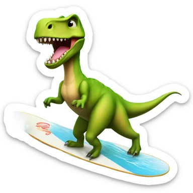 Dinosaur wearing a tutu and surf boarding  sticker