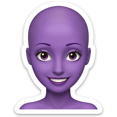 make her skin purple, she has no hair and her eyelashes are huge sticker