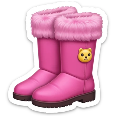 Cute pink fur boots sticker