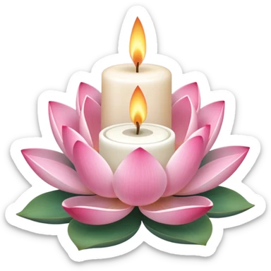 a lotus flower, next to a candle symbolizing a spa sticker