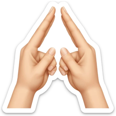 Similar to the heart hands emoji, this emoji should show a triangle created by the fingers of the hands where the two thumbs form the first side of the triangle and the remaining four fingers of each hand create one side each sticker