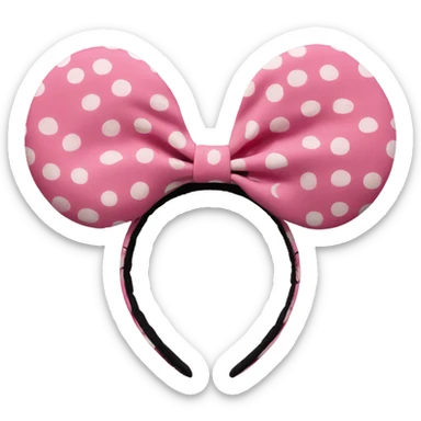 Minnie Mouse ear headband pink with white polka dots sticker