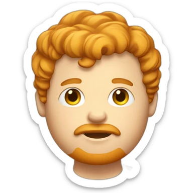 american fat ginger guy with messy bowl cut and a goatee sticker