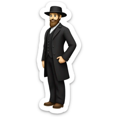 amish straw hat and beard without mustache white skin black suit full body one photo  sticker