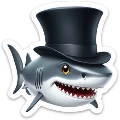Shark with a top hat sticker