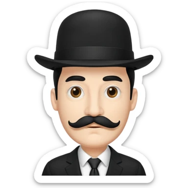 very big white moustachhe and typical 1900 elegant clothes and hat in black sticker