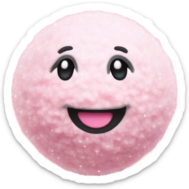 pink cotton ball with glitter sticker