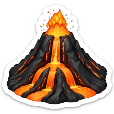 volcano with lava flow sticker
