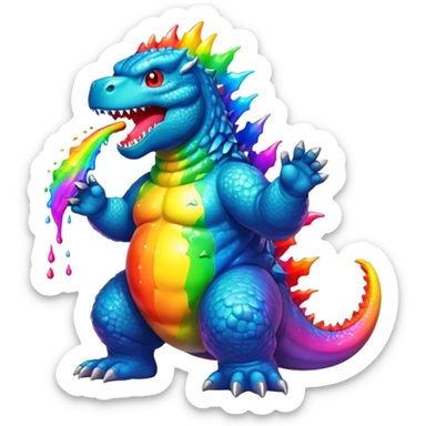 godzilla rainbow puke sticker