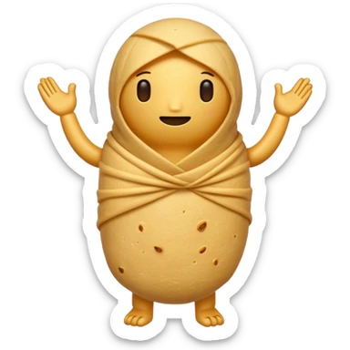 A burrito with arms and legs and no face sticker