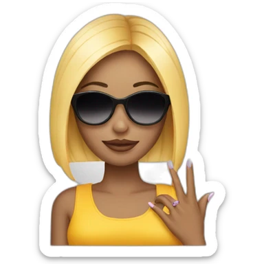 girl with long nails fingers intertwined and sunglasses on sticker