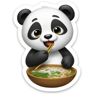 Panda eating pho sticker