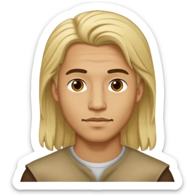 Lightskin man with long blonde hair sticker