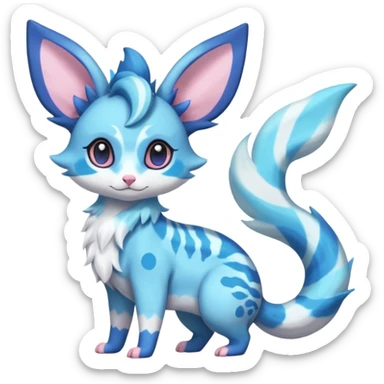 Rare realistic cute adorable epic aesthetic colorful Amaura-Sylveon-Vaporeon-Civet-Genet-species-Fakemon-hybrid-creature, with markings, full body sticker
