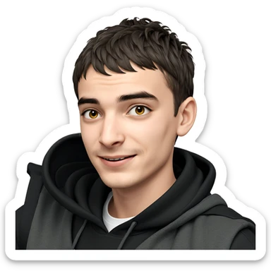 smiling boy in hoodie sticker