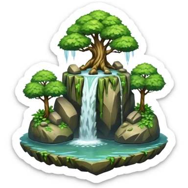 Flying Island – Floating rock with trees and waterfall sticker