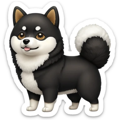 cute black Shiba Inu dog standing full body view sticker