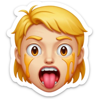 Hot/sweaty tongue-out face — hot, crazy fun, wild mood sticker