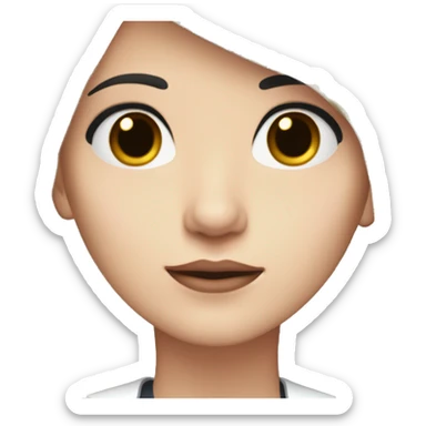 female doctor pale skinned, brown eyes, long lashes, plumby pink lips with short straight silky black hair sticker