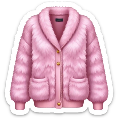 A fluffy pink fur cardigan with a cozy and stylish design sticker