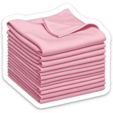 stack of soft square cloths with slightly textured fuzzy surfaces and cleanly folded edges pastel pink color light neatly layered no spray dirt or extras soft lighting subtle shadows emoji scale sticker
