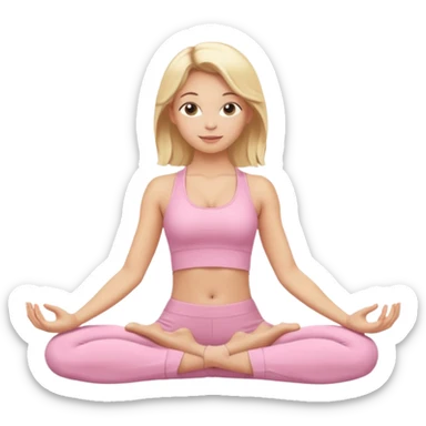 blonde yoga girl light pink clothes n sticker