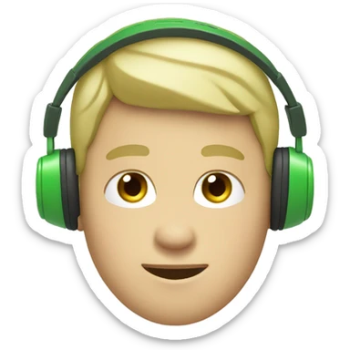White boy with green headphones smirking sticker