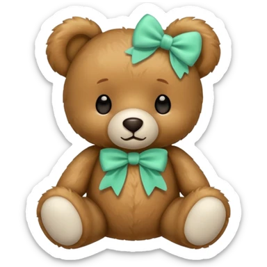 Teddy with mint green  bow sticker