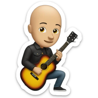 Bald with guitar sticker