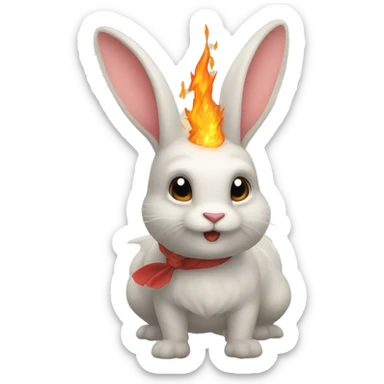 Conejo con ojos de marciano cola de dragón escupiendo fuego sticker