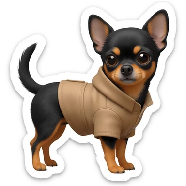 Black chihuahua in a coat sticker