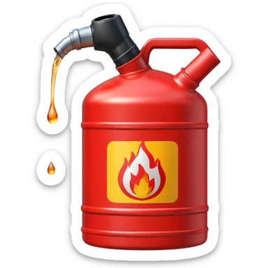 simple red gasoline canister plain pouring drops of diesel no fire sticker