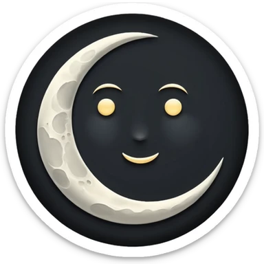 1/4 white moon in black sky sticker
