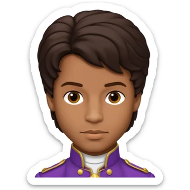 Prince Rogers Nelson with dark brown hair sticker