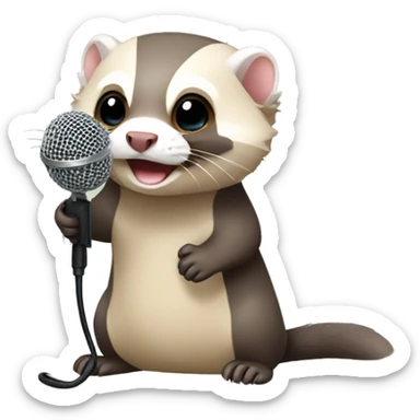 Ferret with a microphone sticker