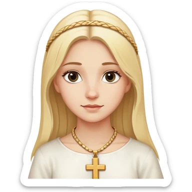 Blonde girl wearing cross necklace and converting to judaism on passover sticker