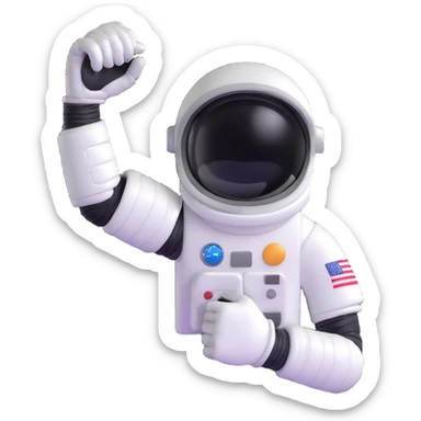 flexed biceps arm with white sleeve and astronaut gloves sticker
