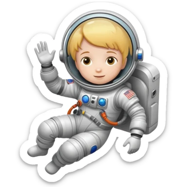 a child flying in space in space suit sticker