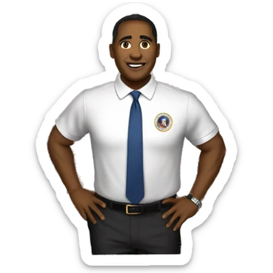 an African-American politician in a polo shirt sits on a congressional floor  sticker