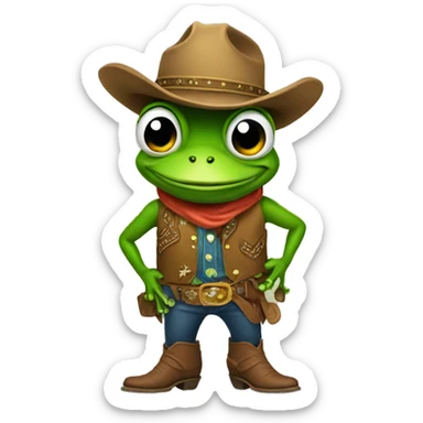 Frog cowboy sticker