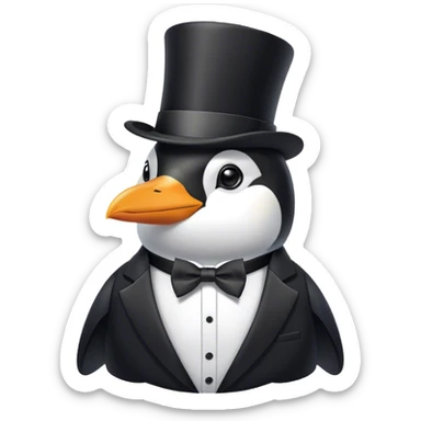 Penguin with a top hat and elegant suit sticker
