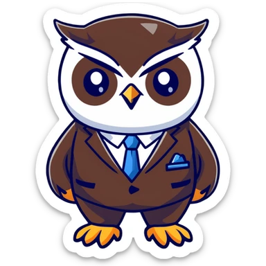 owl wearing a business suit sticker